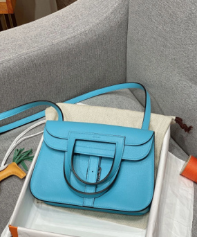 에르메스 미니 할잔백 블루드노드 은장 스위프트